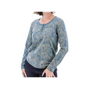 NEW OLD RANCH women's skyla henley top in blue ashes